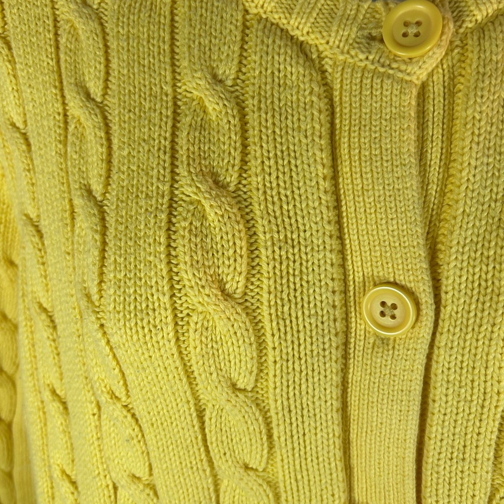 Cherokee yellow cable knit cardigan button down sweater - Picture 3 of 5